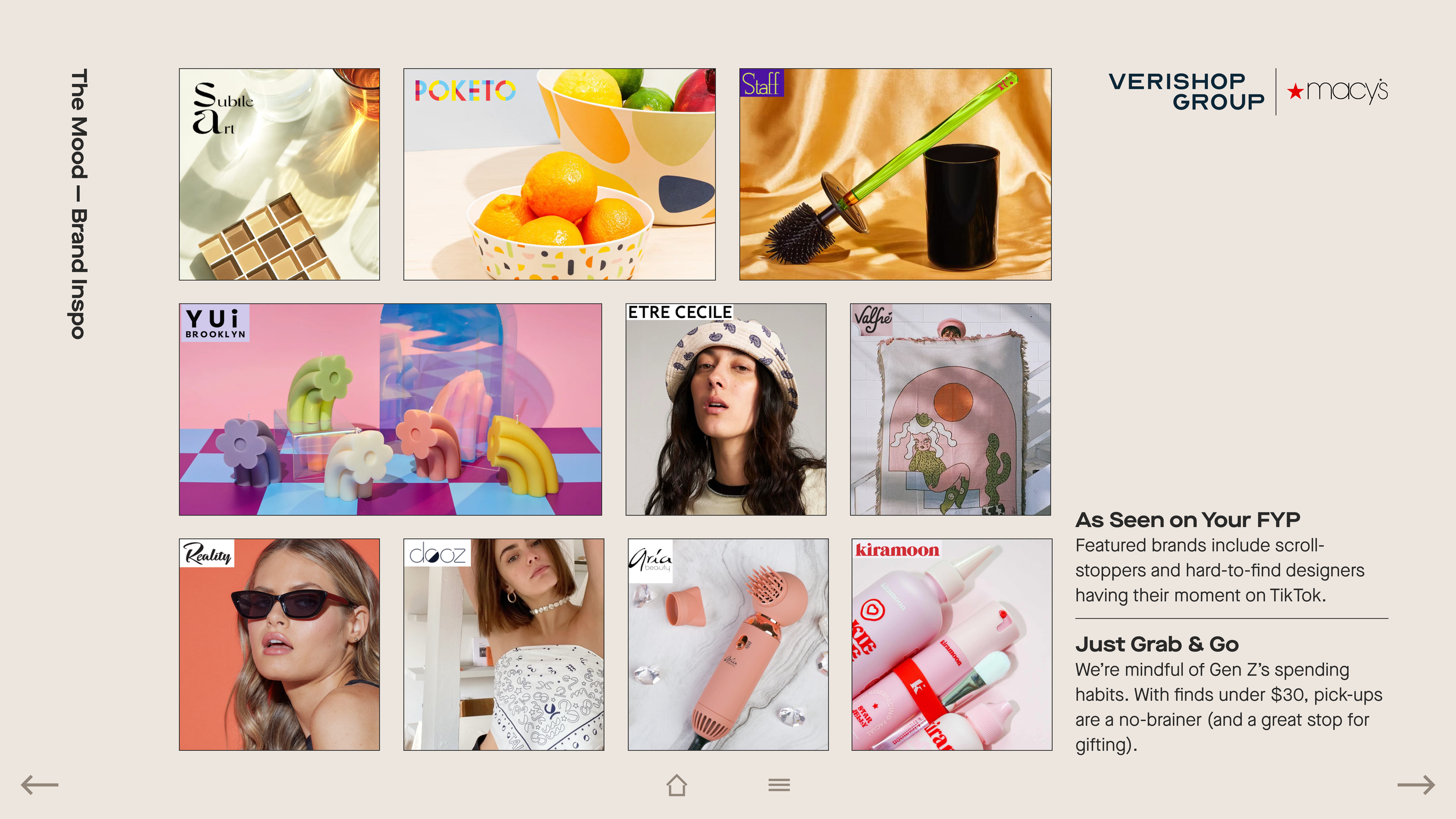 Mood grid of indie labels including Poketo, YUi Brooklyn, Etre Cecile, Valfre, Dooz and Kiramoon